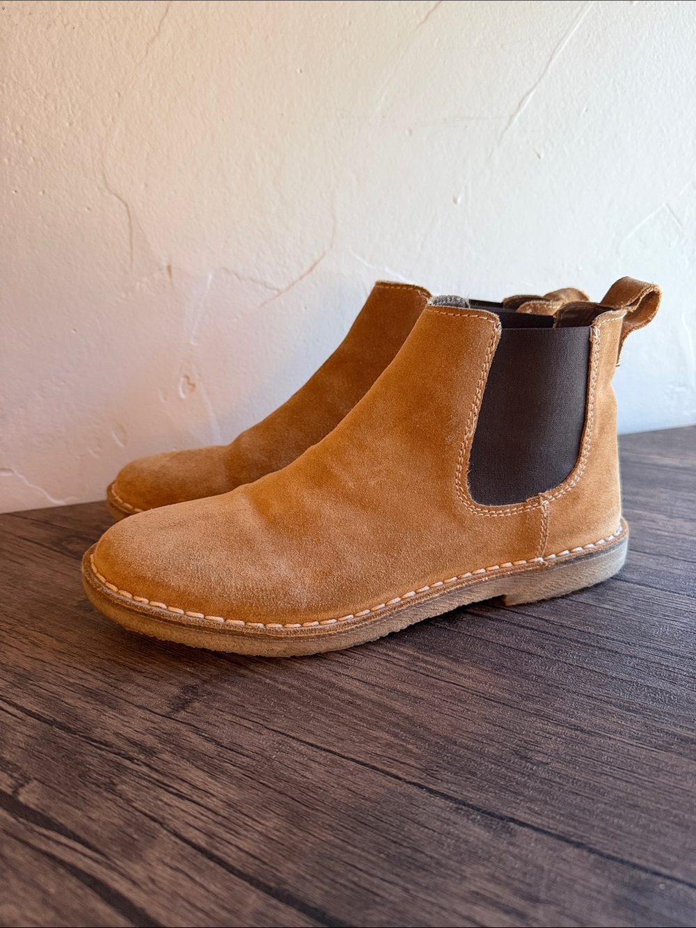 Sundance Suede Chelsea Ankle Boots in Tan and Dark Brown